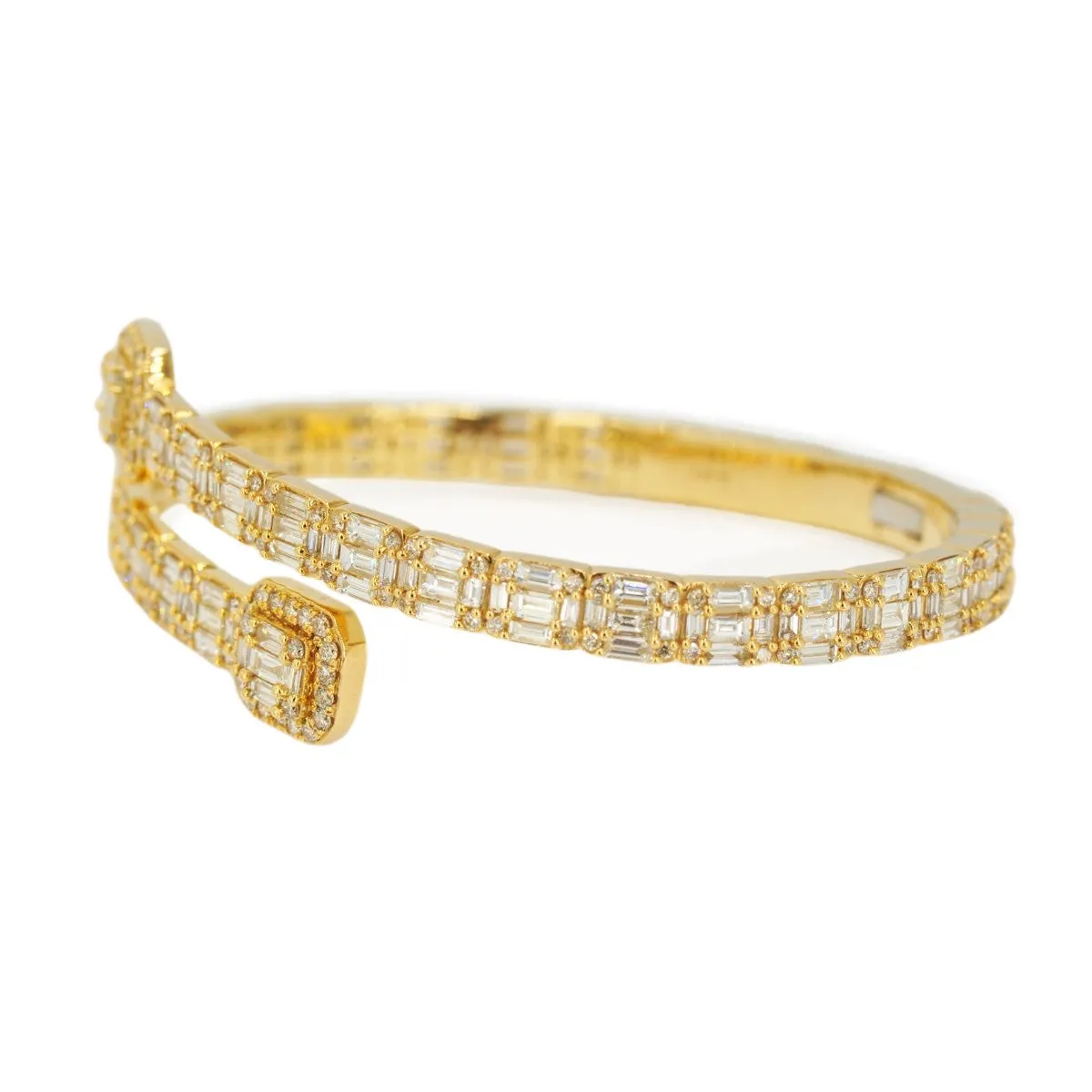 10k Gold 8.15ctw Baguette & Round Cut Diamond Baller Medium Bangle - Unisex