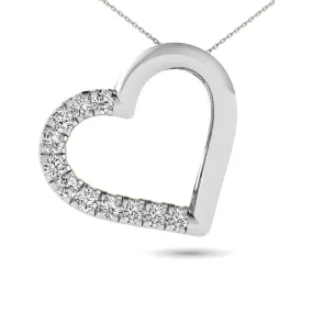 10K White Gold 1/10 Ctw Diamond Heart Pendant ( Color G-H, Clarity I1-I2 )