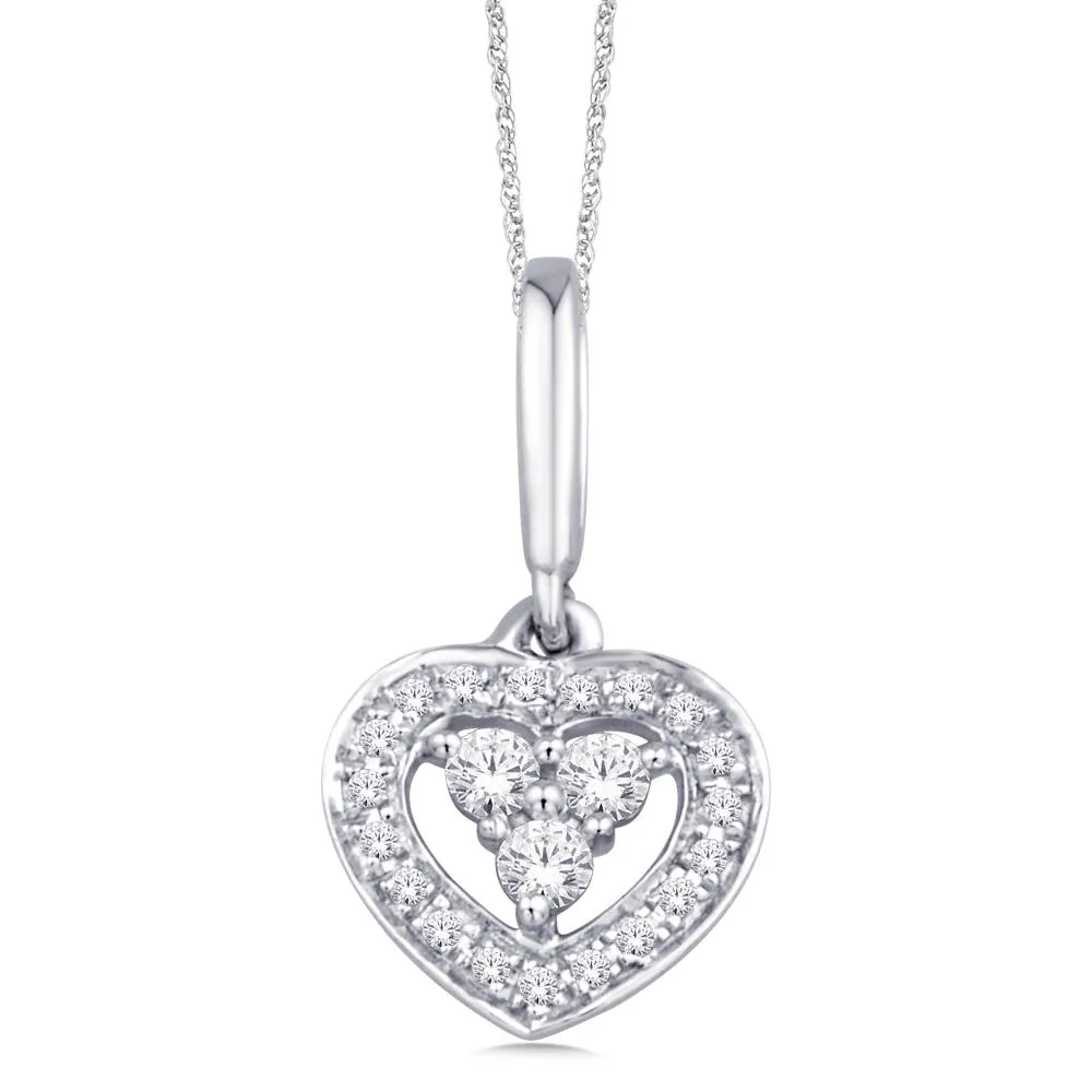 10K White Gold 1/20 Ct. Tw. Diamond Heart Pendant