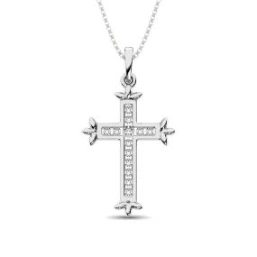 10K White Gold 1/8 Ct.Tw.Diamond Cross Pendant ( Color G-H, Clarity I2 )