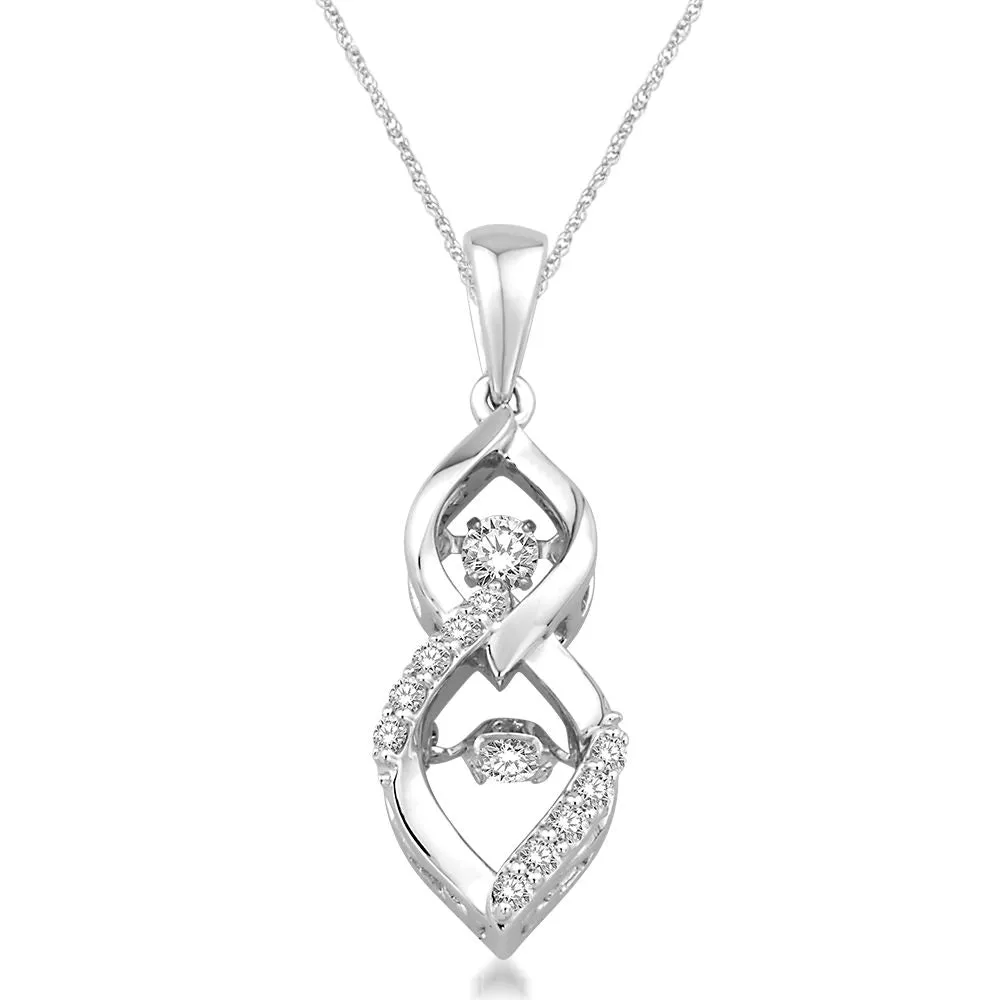 10K White Gold 2/5 Ct.Tw.Moving Diamond Flame Shaped Pendant