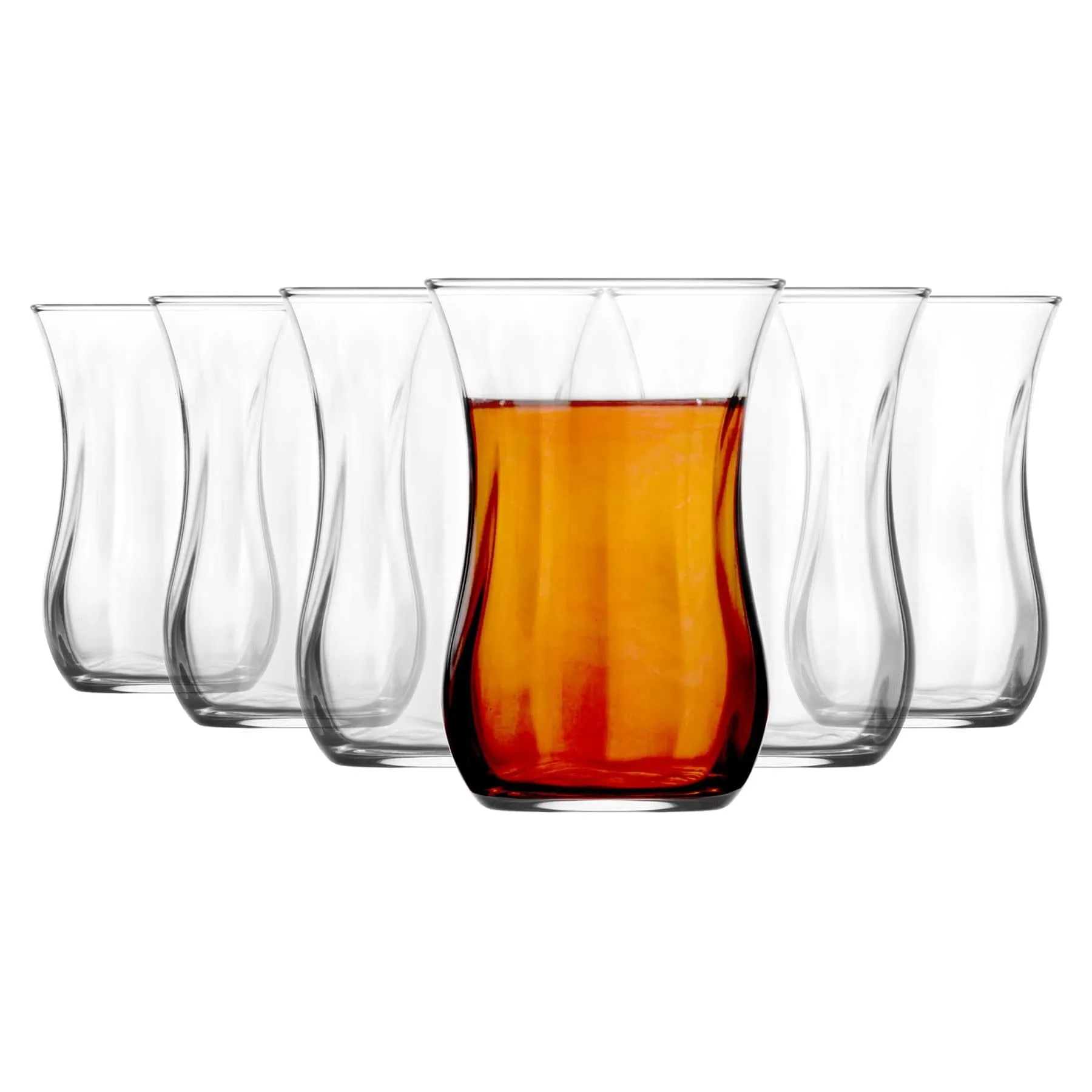 115ml Klasik Embossed Glass Turkish Tea Cups - Pack of Six  - By LAV