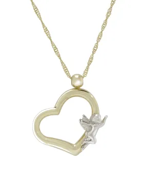 14K Angel on Heart Necklace