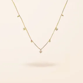 14K Gold Diamond Clover Drop Necklace