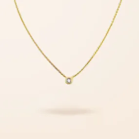 14K Gold Mini Diamond Bezel Necklace