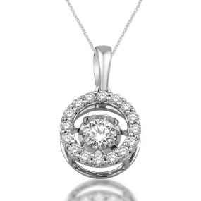 14K White Gold 1/2 Ct.Tw. Moving Diamond Pendant