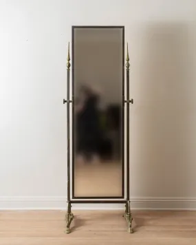 1960's Solid Brass Sculptural Cheval Mirror