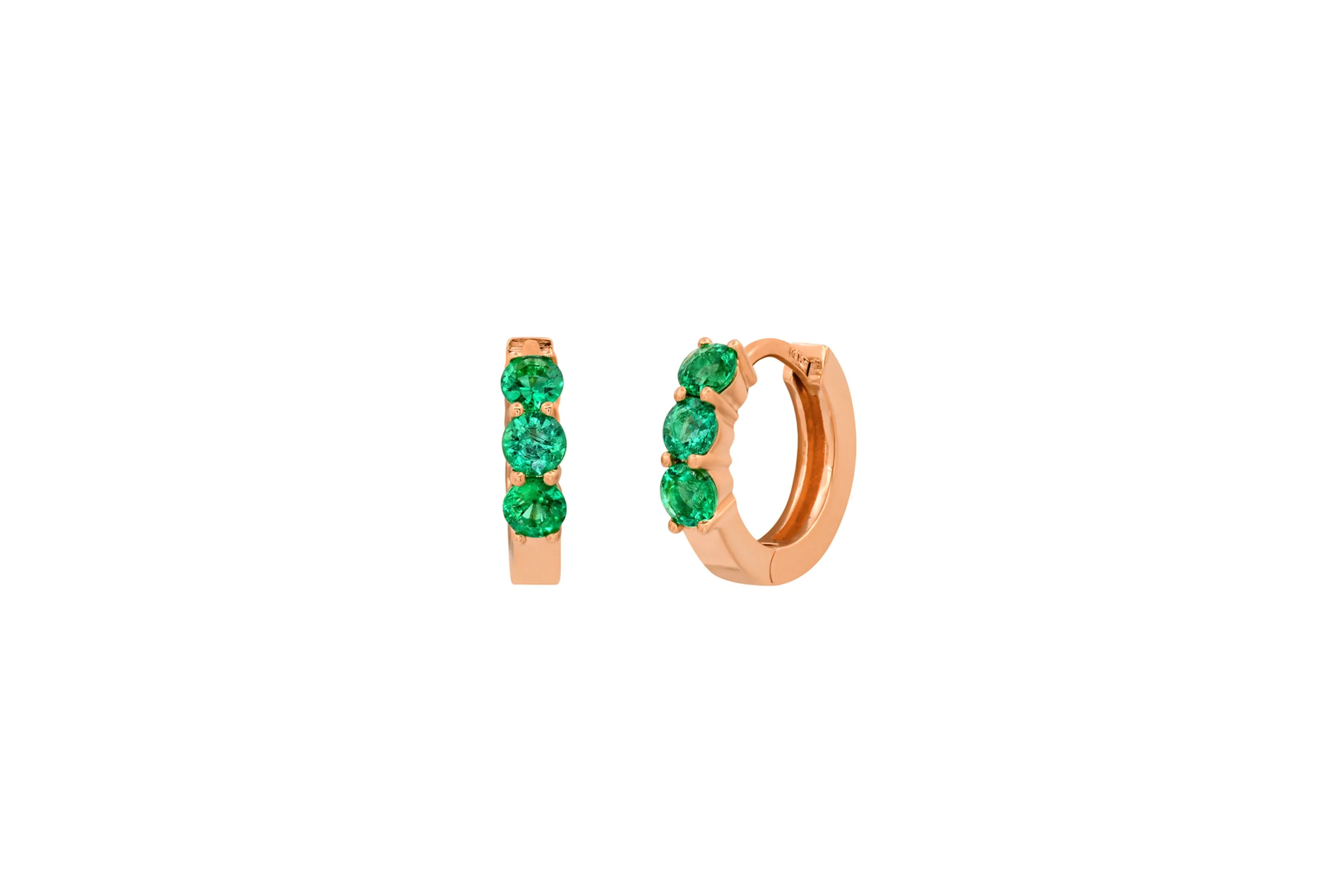 3 Emerald Huggie Earrings