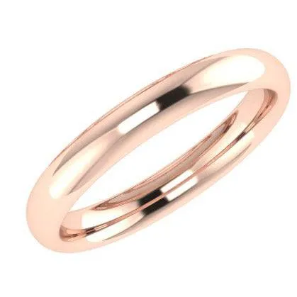 3mm Men's Wedding Ring Rose Gold Comfort Fit