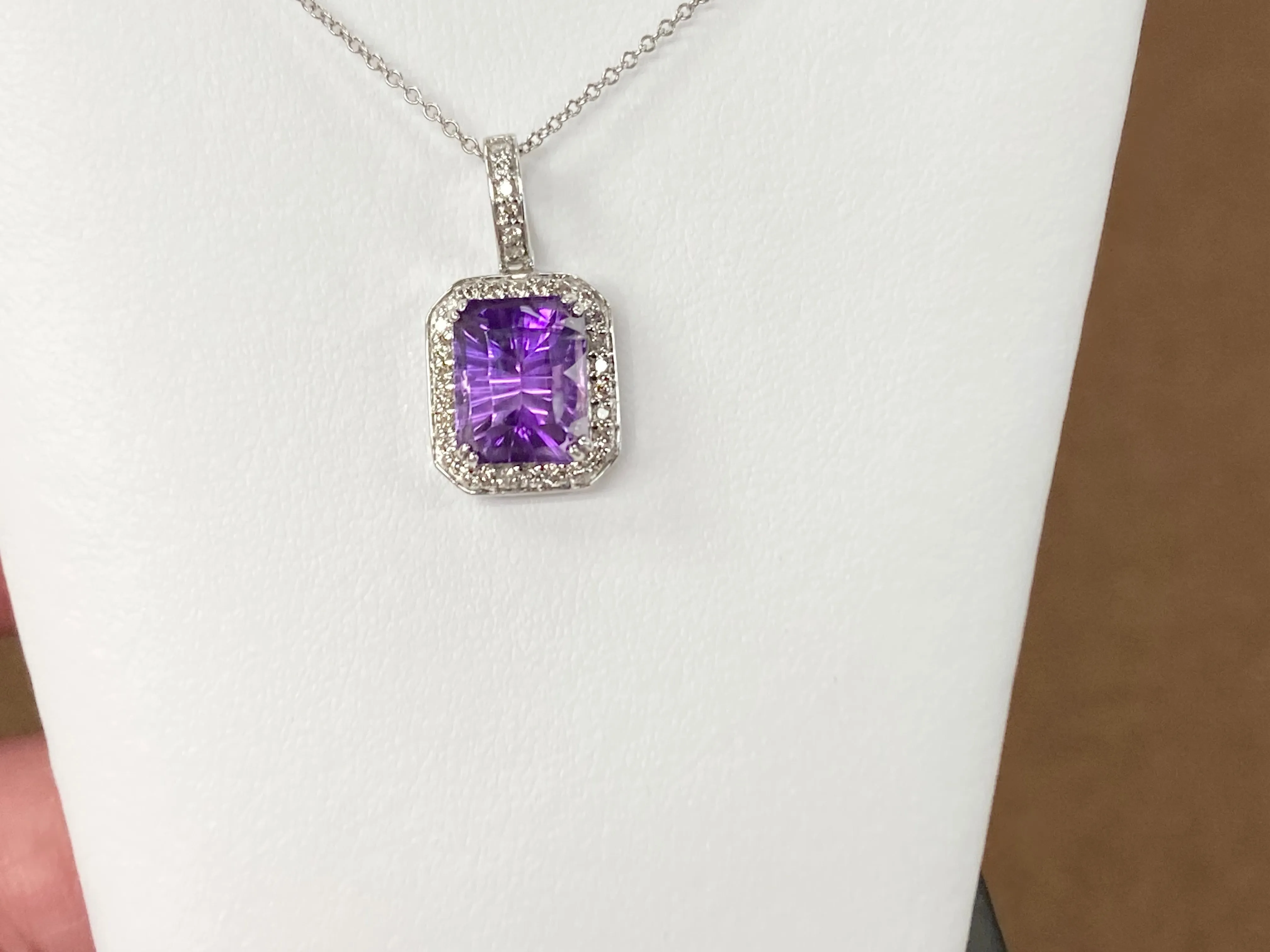 Amethyst And Diamond White Gold Necklace