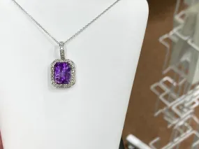 Amethyst And Diamond White Gold Necklace