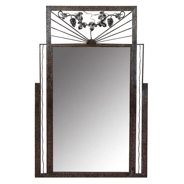 Art Deco Wall Mirror with Grape Vine Motif