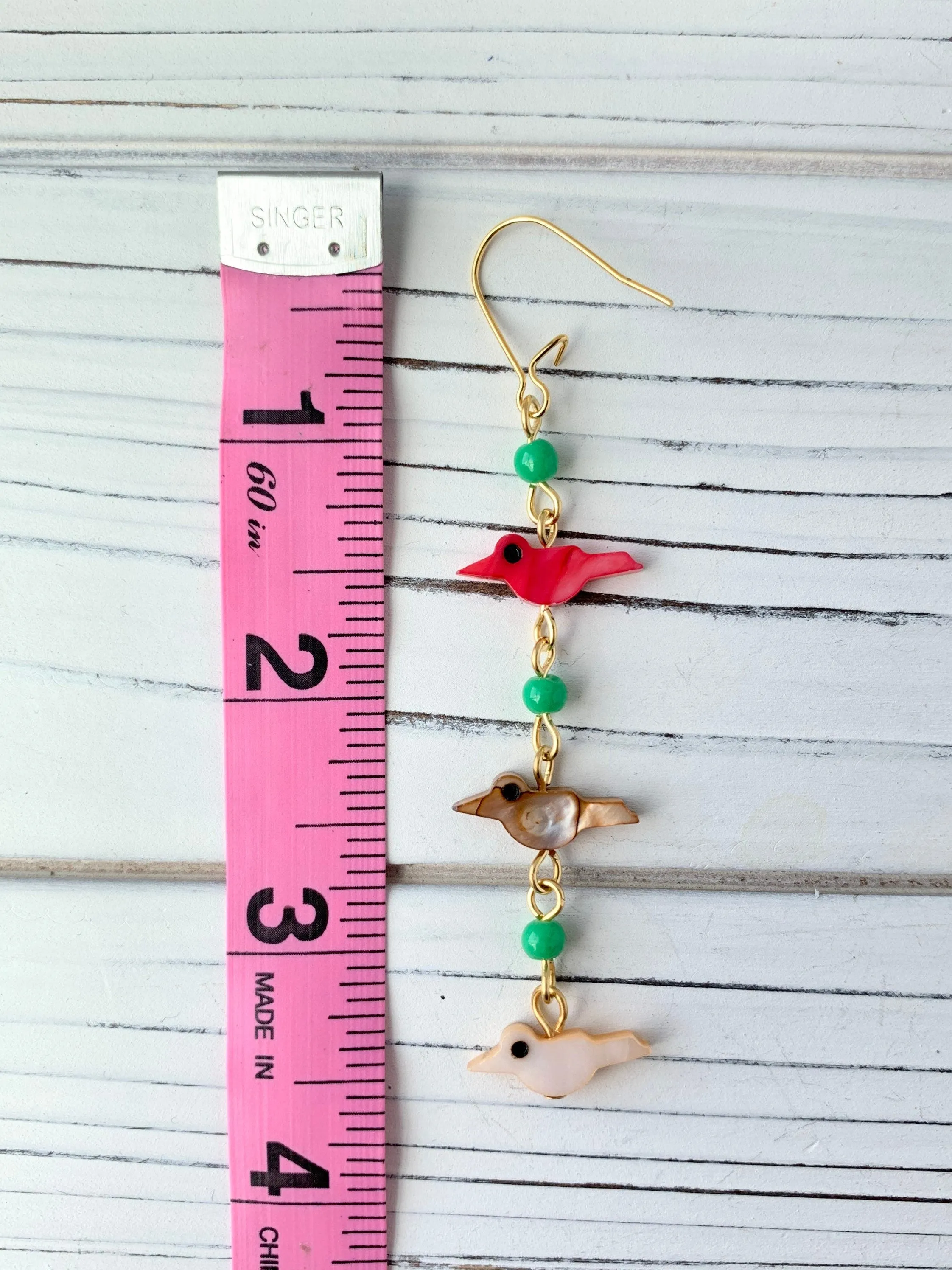 Birds On A Wire Earrings in Mint