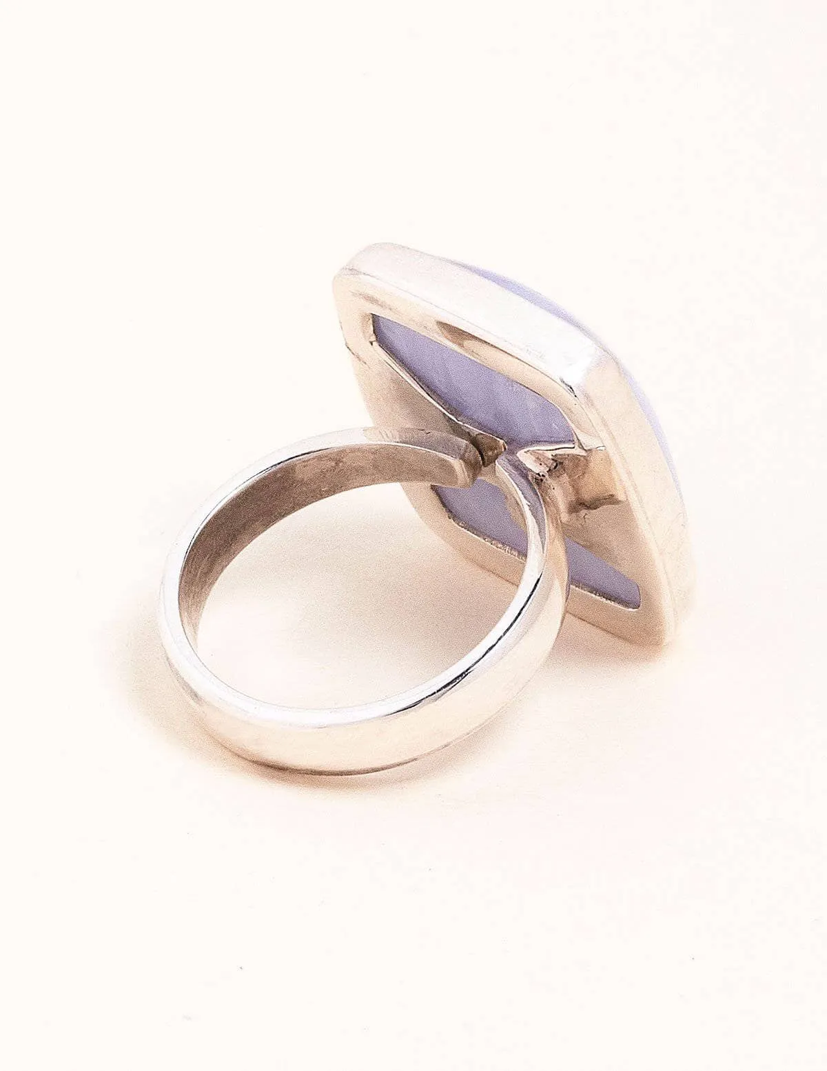 Blue Lace Agate Square Cut Ring - Adjustable