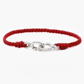 Braided Bracelet With Sterling Silver Links (Red)