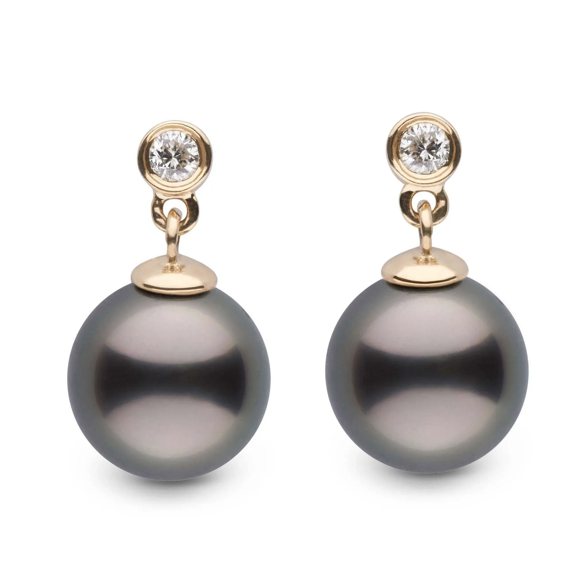 Brilliant Collection Tahitian 8.0-9.0 mm Pearl and Diamond Dangle Earrings