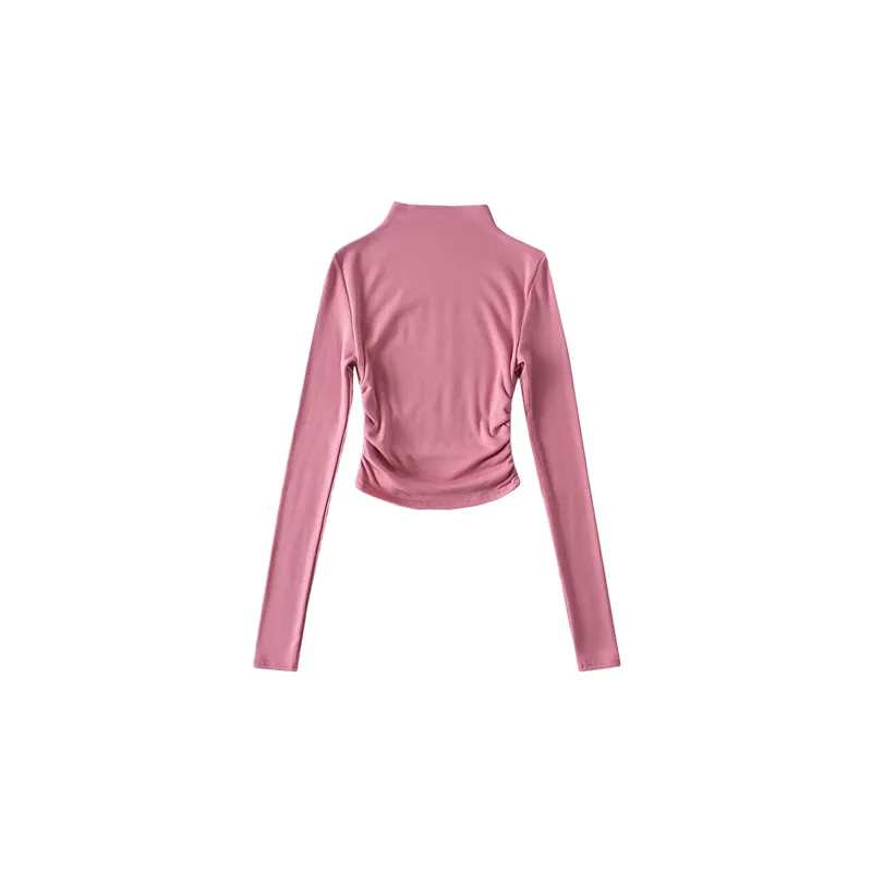 Callie Solid Color Slim Long Sleeve Cropped Top