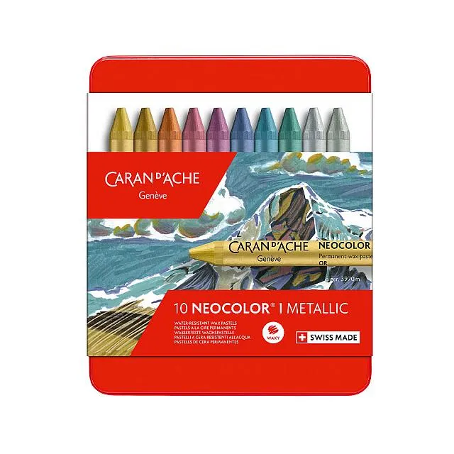 Caran d'Ache Neocolor I Metallic Wax Pastel Set of 10 Assorted