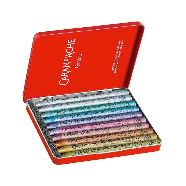 Caran d'Ache Neocolor I Metallic Wax Pastel Set of 10 Assorted