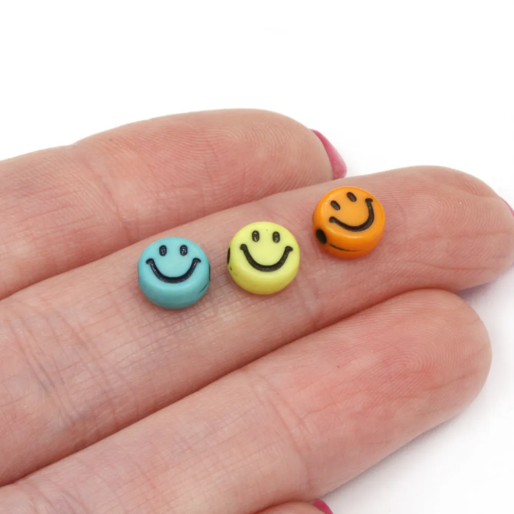 Coloured Smiley Faces 4x7mm Mix - Pack of 200