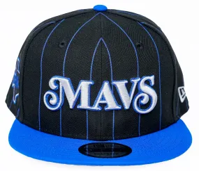 DALLAS MAVERICKS NEW ERA BLACK STRIPED BLUE FITTED CAP