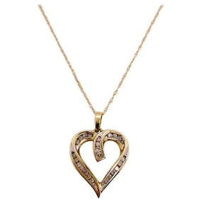 Diamond Open Heart Pendant Necklace