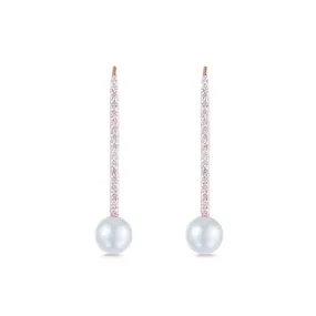 Diamond Pearl Stick Earrings