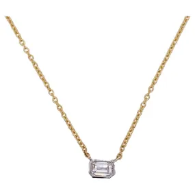 Emerald Cut Diamond Solitaire Necklace