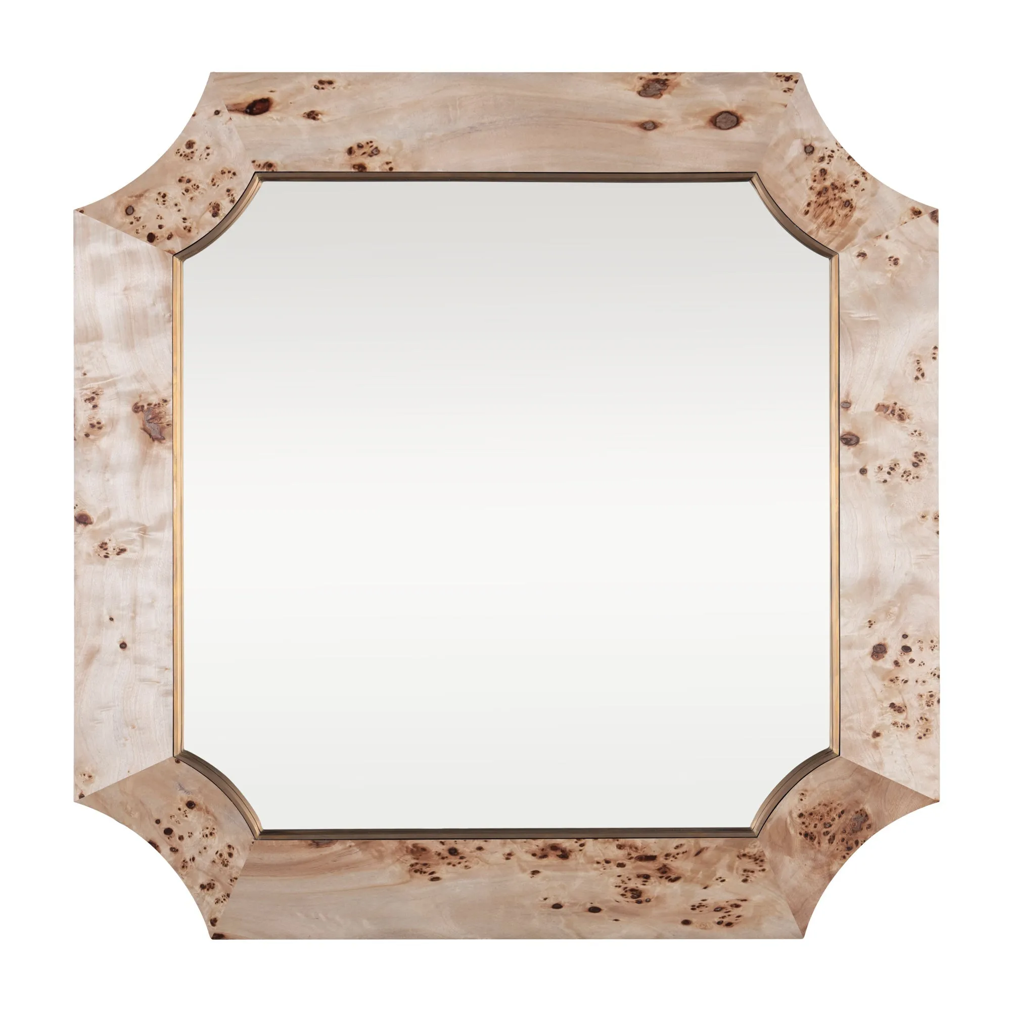 Farra 449MI36B 36x36 Wall Mirror - Poplar Burl/Weathered Brass