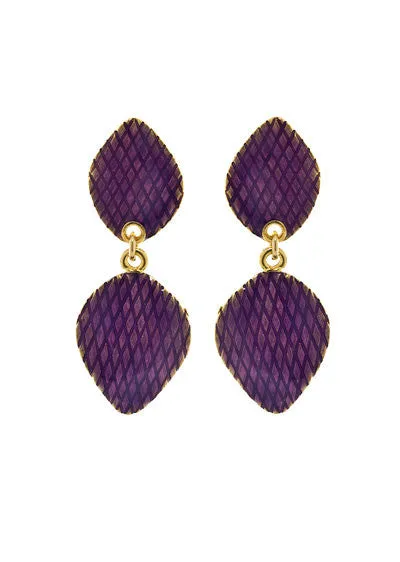 Garden of Love Amethyst Curved Diamond Drop Earrings