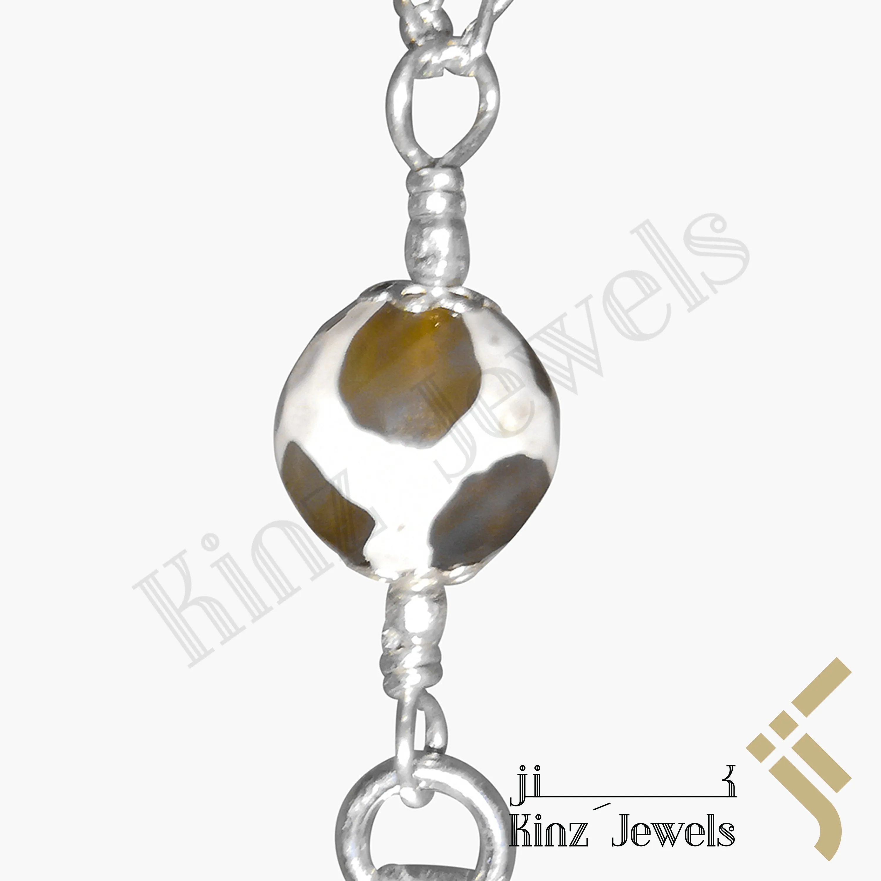 Kinz Silver Car Mirror Hanging or Keychain Dzi Agate Protective Capsule - The Throne Verse