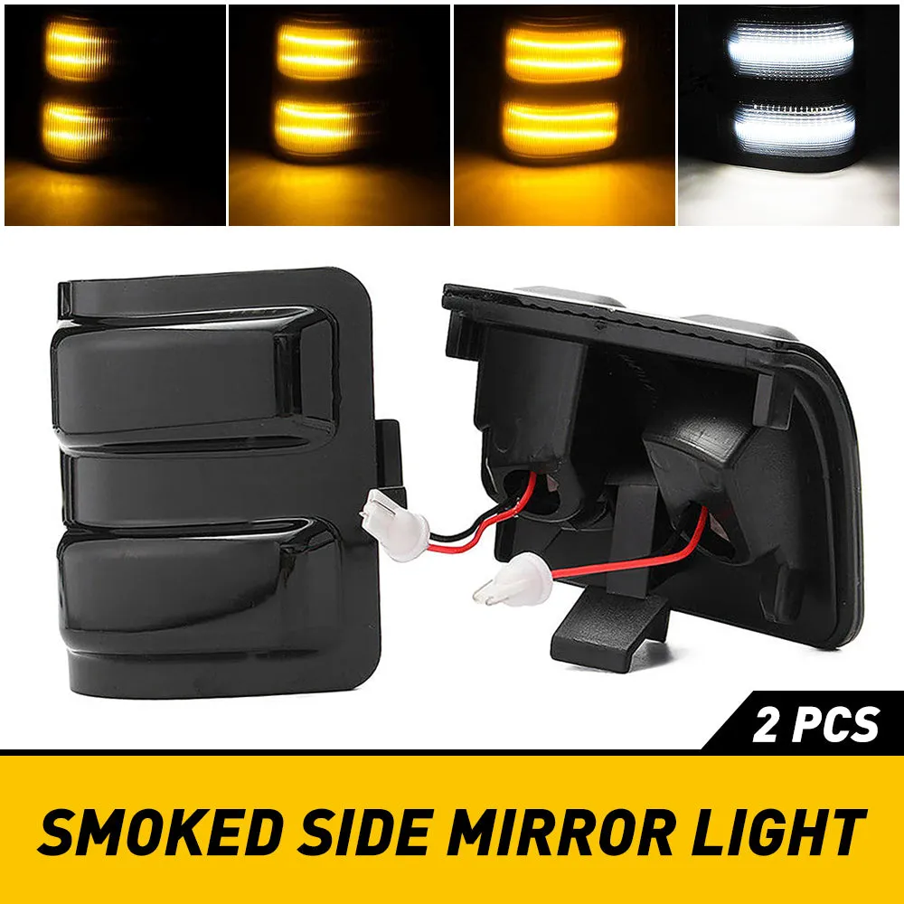 LED Switchback Mirror Light Dynamic Amber Turn Signal Light and White Parking Lights For 2008-2016 F250 F350 F450 F550 Super Duty, 2pcs