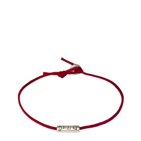 Men's Sterling Silver Tibetan Love Tube Bead Bracelet on Red Cord