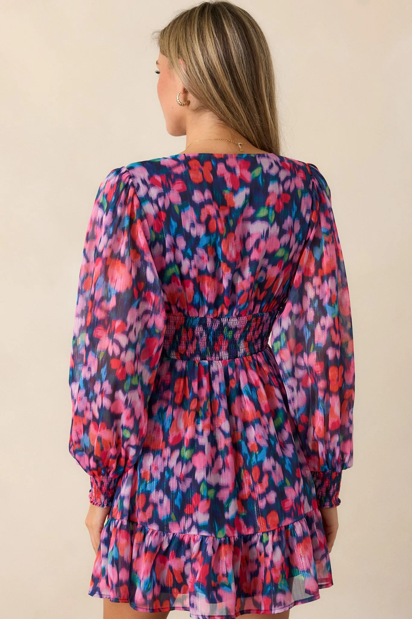 MINKPINK Calista Navy & Pink Floral Mini Dress