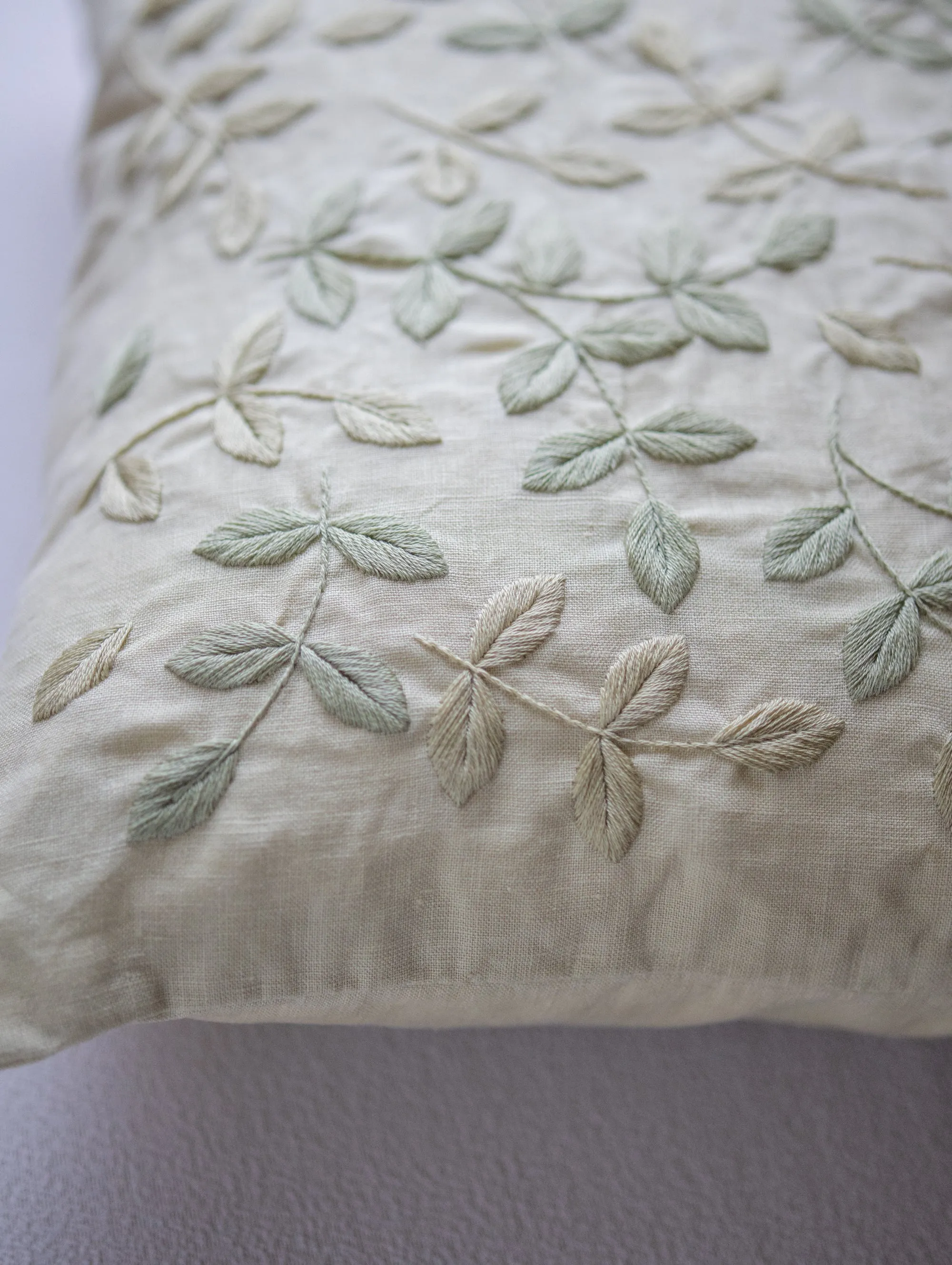 Mint Green Embroidered Throw Pillow Cover, Home Decor,16x16in