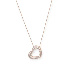 Mon Coeur 18K Rose Gold Plated Sterling Silver Necklace, Brilliant White