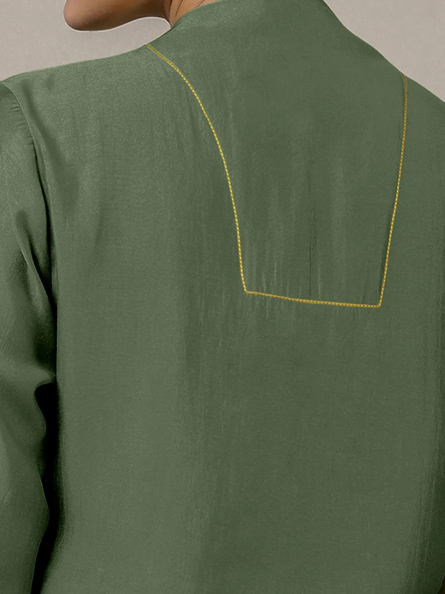 Paakhi x Rozaana | A Line Kurta in Hunter Green with Thread Work | Coords or Only Kurta