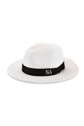 Personalised Straw Fedora Hat - White