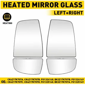 Rearview Side Mirror Glass for 2015-2022 Ford Transit 150 250 350 350HD - Upper & Lower Mirror Glass