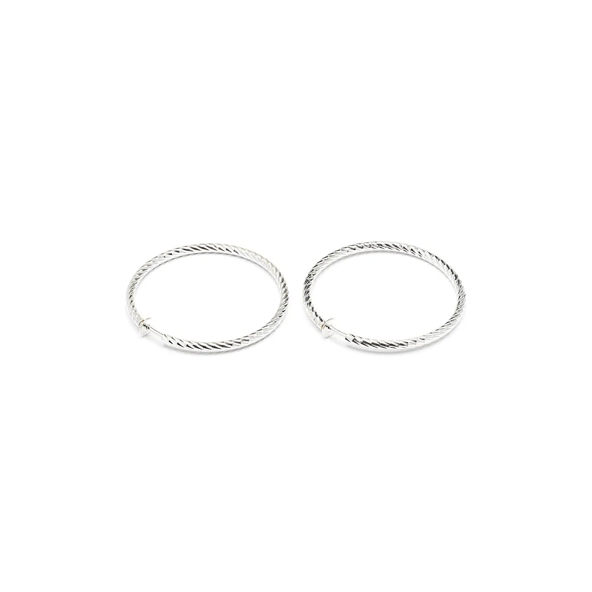 Silver Plated Diamond Cut Big Spring Clip-On Hoop Earrings