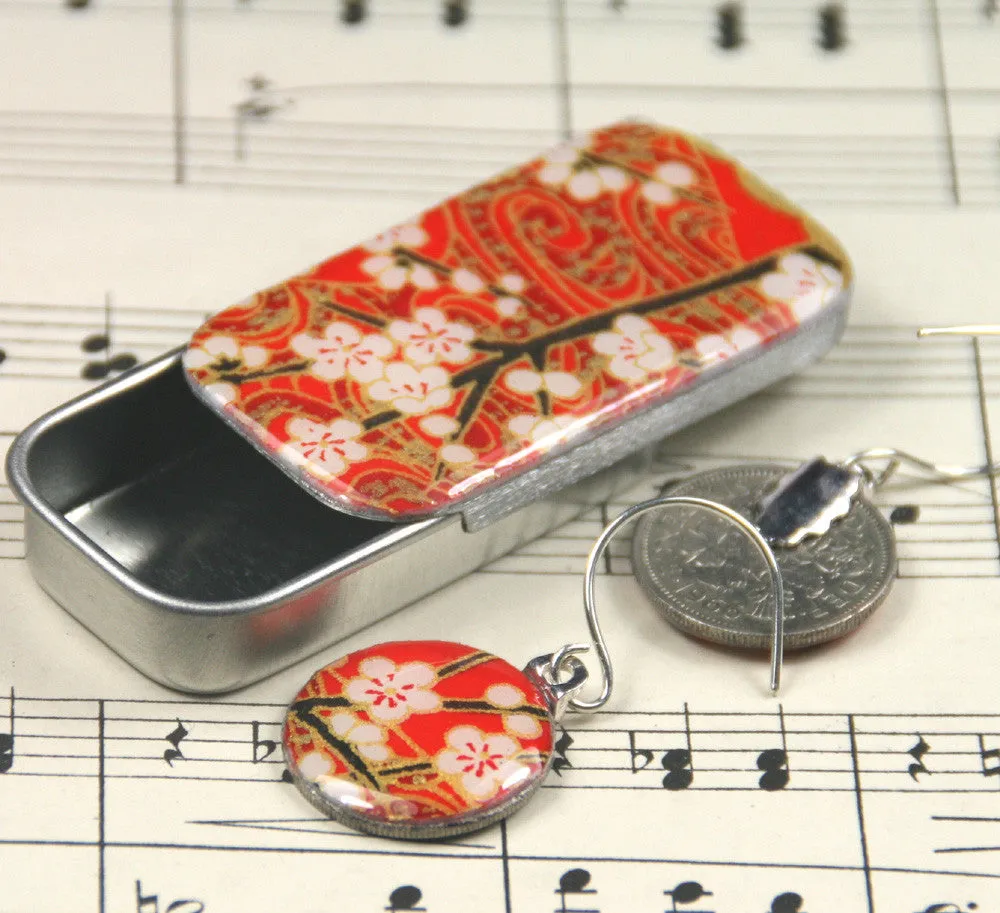 Sixpence Earrings and Teeny Tiny Tin Chiyo Red