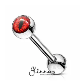 Snake Eye Inlaid Ball Surgical Steel Tongue Barbells-Red