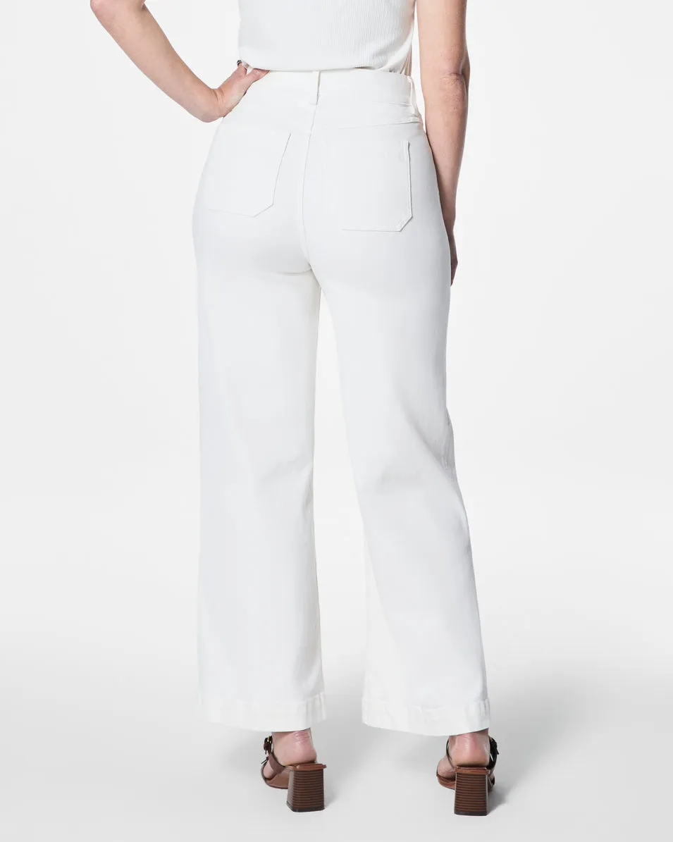 SPANXshape EveryWear Cropped Wide Leg Jeans with Patch Pockets, White