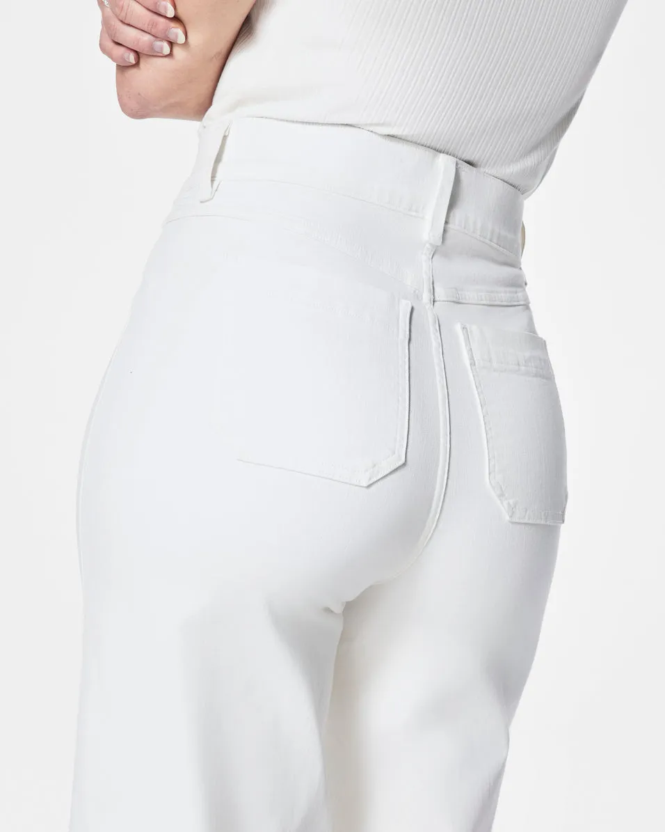 SPANXshape EveryWear Cropped Wide Leg Jeans with Patch Pockets, White