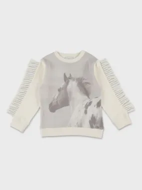 Stella McCartney Kids White Horse Print Girls Sweatshirt