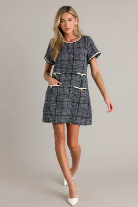 Take My Word Navy Tweed Mini Dress