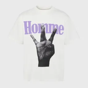 Twisted Fingers Tee White with Purple