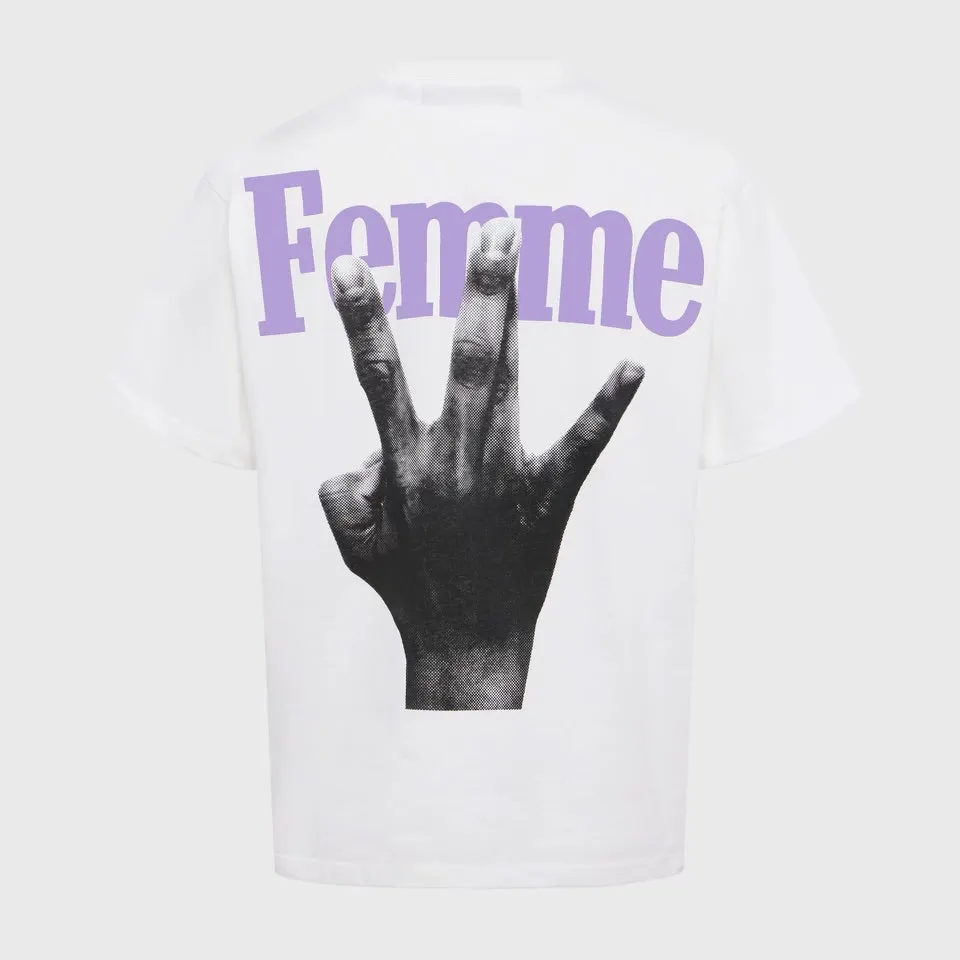 Twisted Fingers Tee White with Purple