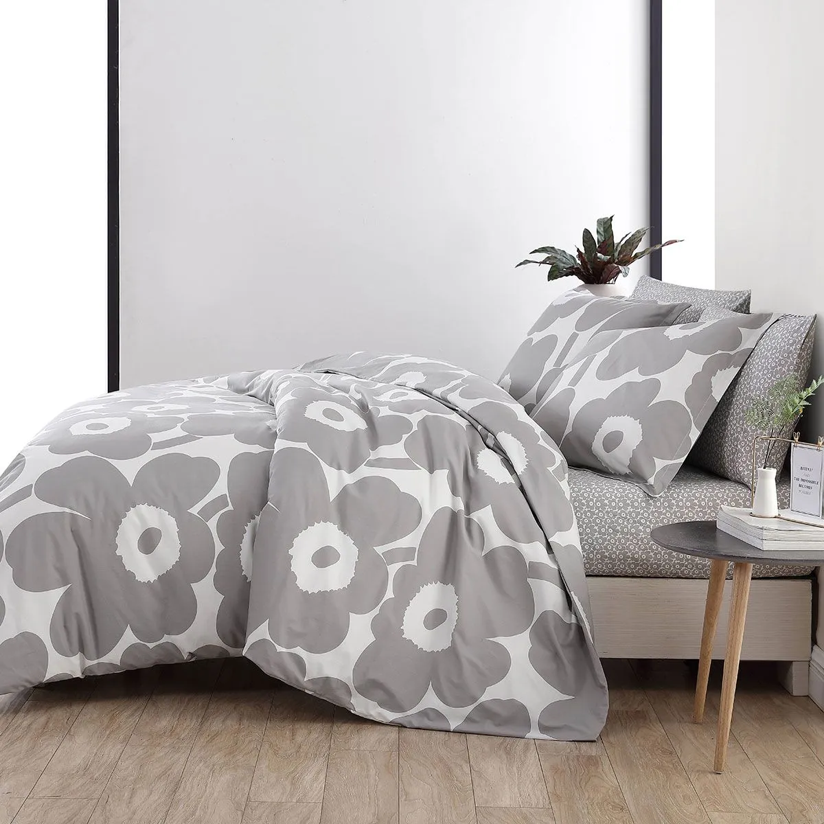 unikko grey king duvet set