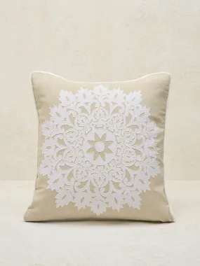 Westside Home Beige Mandala Applique Cushion Cover